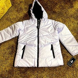 S Rothschild flare puffer coat. Large (14). Color is deep purple. NWT